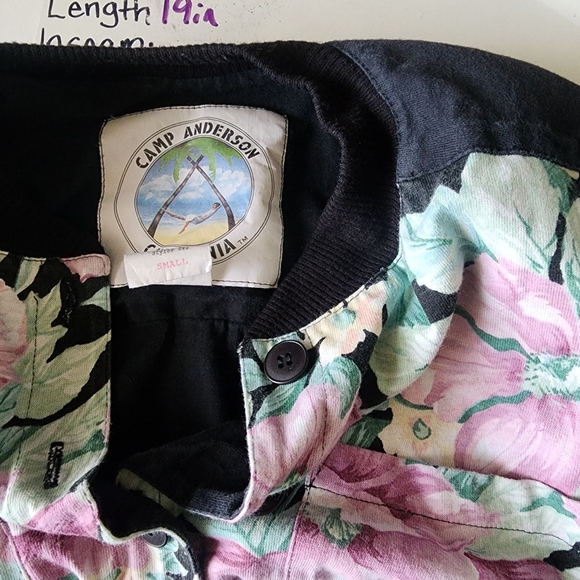 Vtg 80s/90s Carol Anderson California Floral Bomber Crop Jacket S - Picture 3 of 7